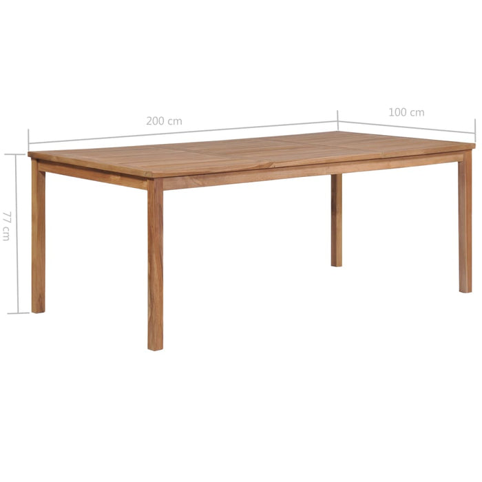 VXL Solid Teak Wood Garden Table 200X100X77 Cm
