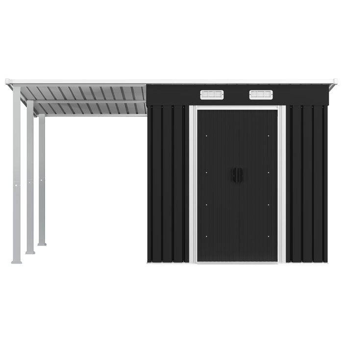 VXL Garden Shed With Extended Roof Gray Steel 346X193X181 Cm