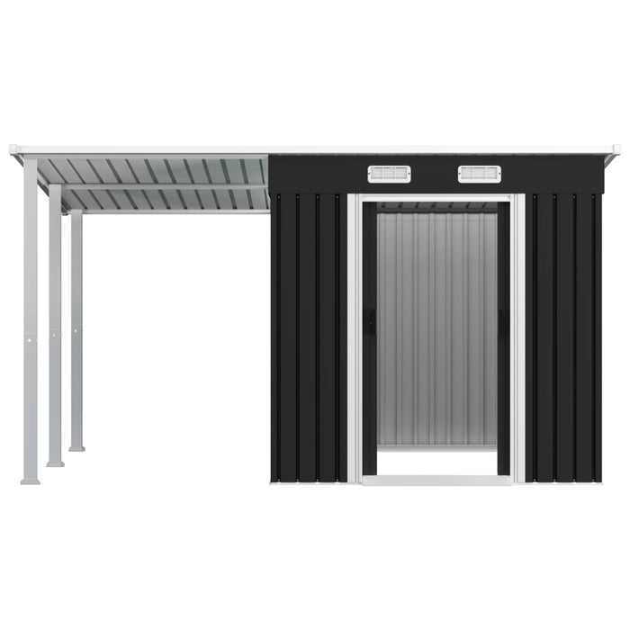 VXL Garden Shed With Extended Roof Gray Steel 346X193X181 Cm