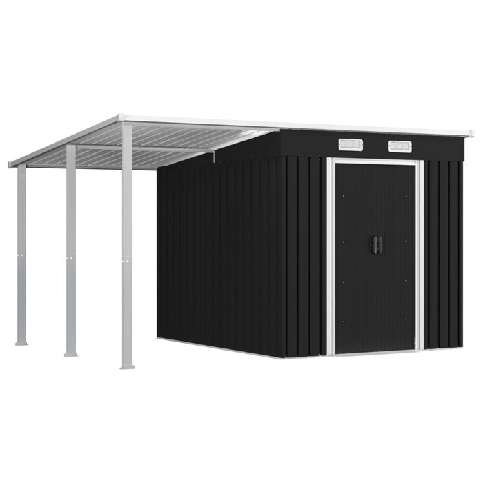 VXL Garden Shed With Extended Roof Gray Steel 346X236X181 Cm
