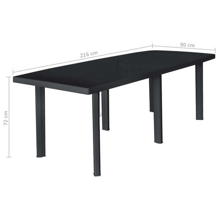 VXL Anthracite Gray Plastic Garden Table 216X90X72 Cm
