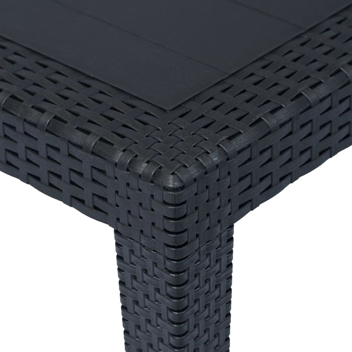 VXL Gray Rattan Look Plastic Garden Table 150X90X72 Cm