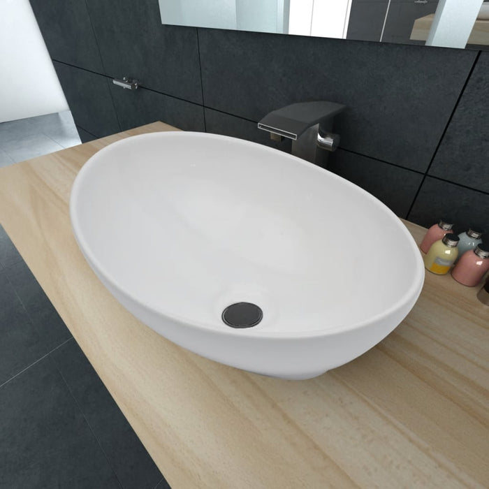 VXL Oval white ceramic sink 40x33 cm