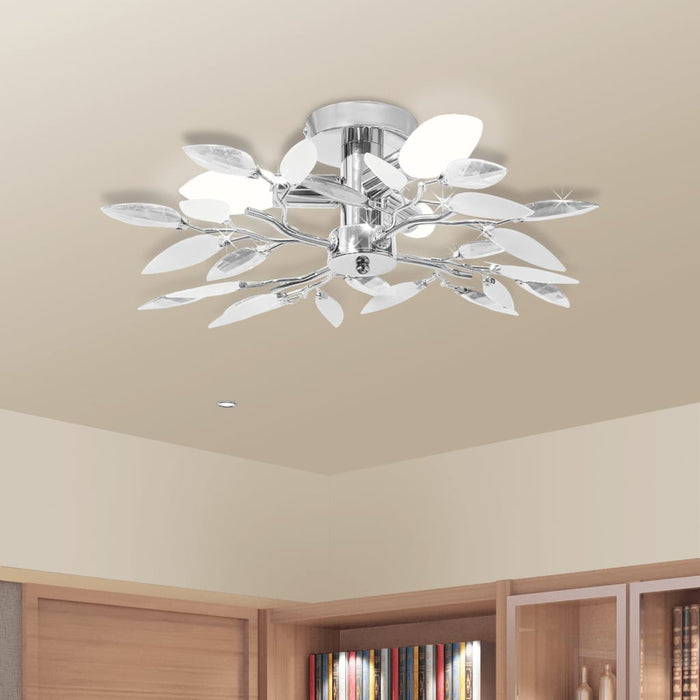 VXL Ceiling lamp with crystal arms leaves white purple E14