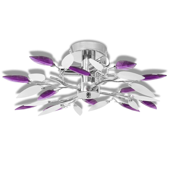 VXL Ceiling lamp with white and purple leaf crystal arms