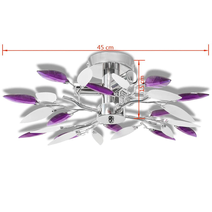 VXL Ceiling lamp with white and purple leaf crystal arms