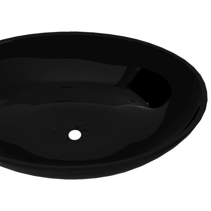 VXL Lavabo ovalado de cerámica negro 40x33 cm