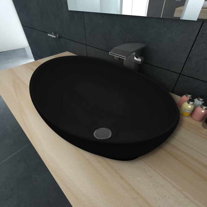 VXL Oval black ceramic sink 40x33 cm