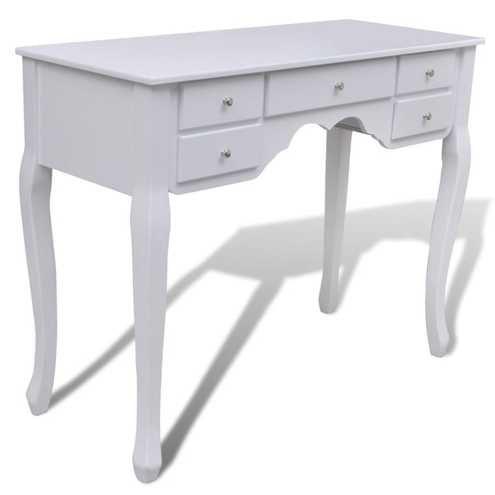 VXL Dressing Table with Mirror and Stool 7 Drawers White