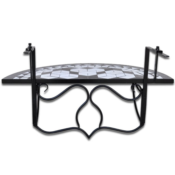VXL Black and White Mosaic Hanging Balcony Table