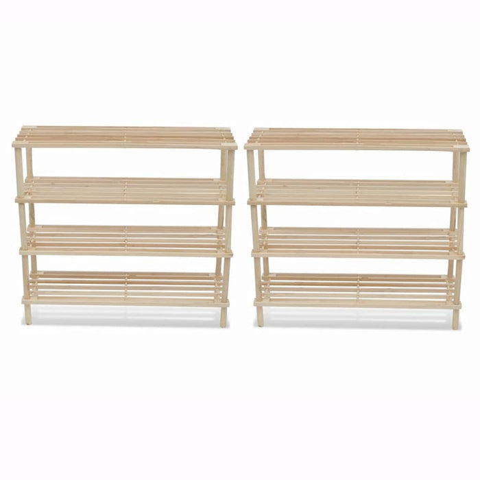 VXL Shoe rack 4 levels 2 units solid fir wood