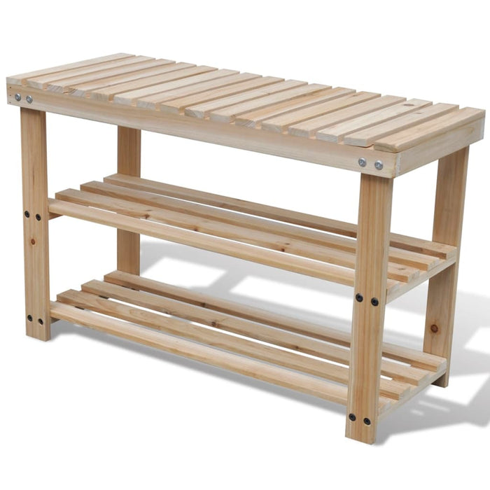 VXL 2 in 1 shoe bench solid fir wood
