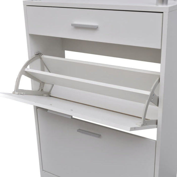 VXL Shoe cabinet with drawer and white glass top shelf