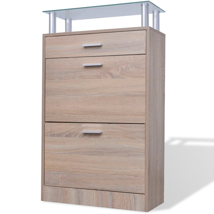VXL Shoe cabinet with one drawer and glass top shelf