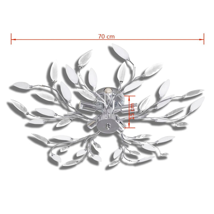VXL Ceiling lamp with leaf-shaped glass arms 5 E14 bulbs