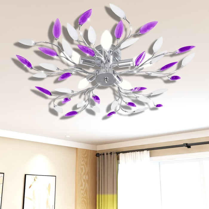 VXL Lámpara de techo brazos de cristal forma hoja 5 bombillas E14