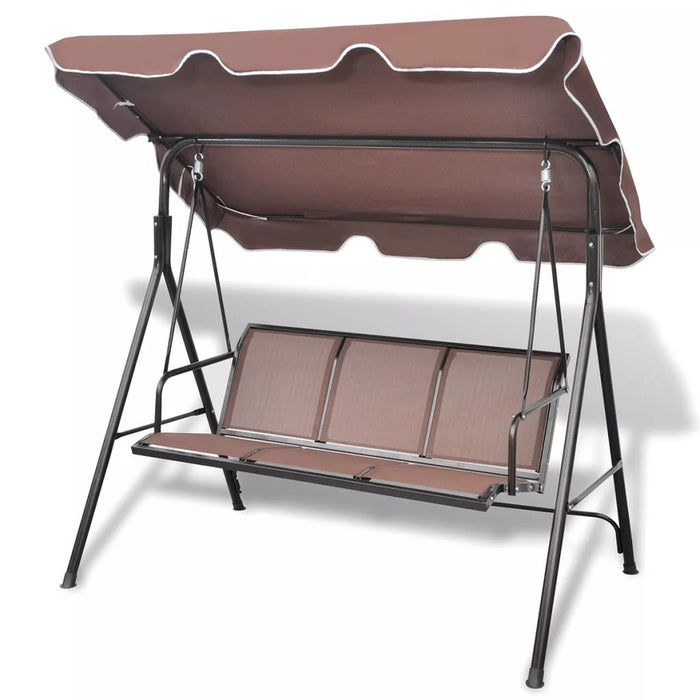 VXL Garden Rocking Bench with Brown Awning