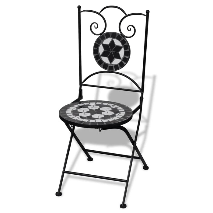 VXL Folding Bistro Garden Chairs 2 Pcs Ceramic Black and White