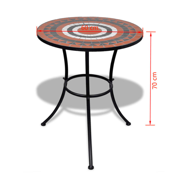 VXL Terracotta and White Mosaic Bistro Table 60 Cm