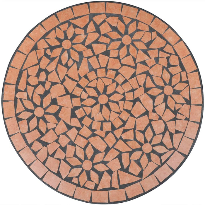 VXL Set De Mesa Y Sillas De Jardín 3 Piezas Con Mosaico Terracota