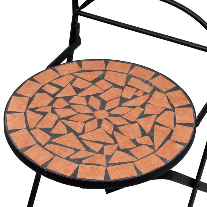 VXL 3-Piece Garden Table and Chairs Set with Terracotta Mosaic
