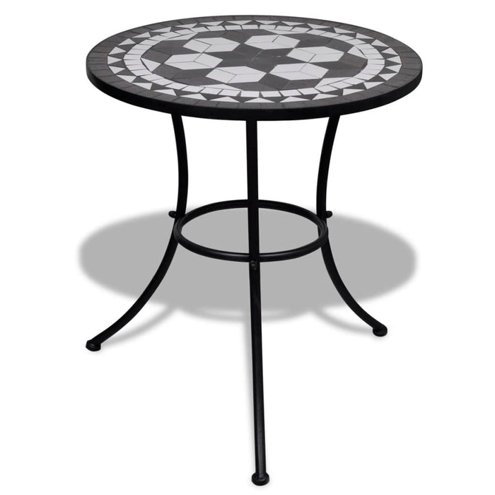 VXL Garden Table and Chairs Set 3 Pieces Black and White Mosaic