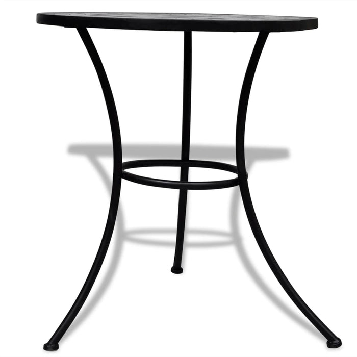 VXL Garden Table and Chairs Set 3 Pieces Black and White Mosaic