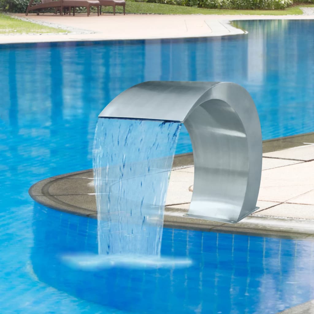  Fuente de piscina de cascada de acero inoxidable, cascadas de  fuente rectangular, tira de luz LED para piscina al aire libre, fuente de  spa, 39.3 x 4.5 x 3.1 pulgadas 