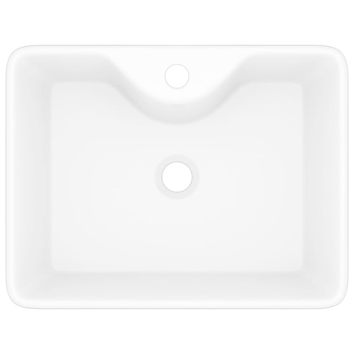 VXL Square Ceramic Basin Tap Hole and Outlet White
