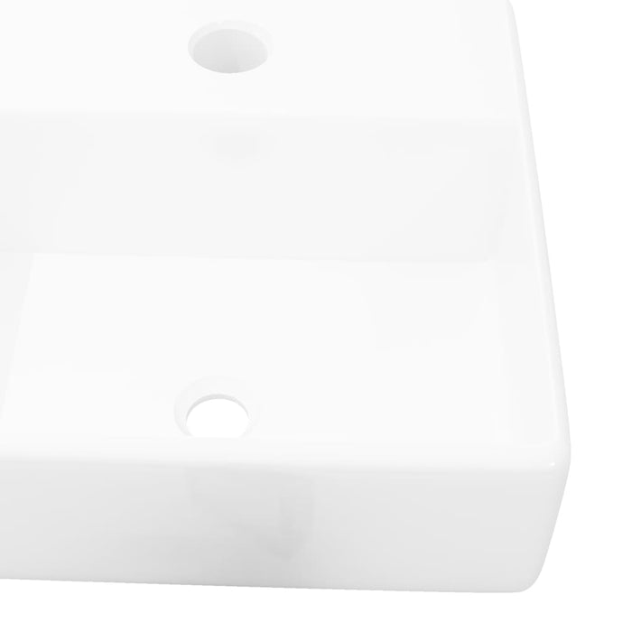 VXL Square Ceramic Basin Tap Hole and Outlet White