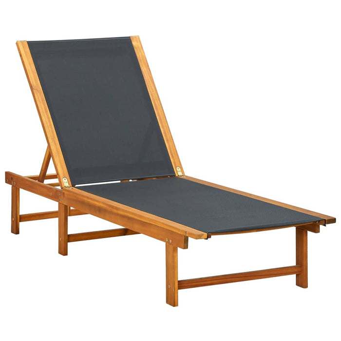 VXL Solid Acacia Wood and Textilene Lounger