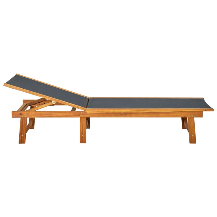 VXL Solid Acacia Wood and Textilene Lounger