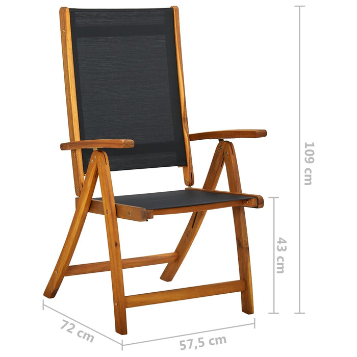 VXL Folding Garden Chairs 2 Pcs Acacia Wood and Textilene