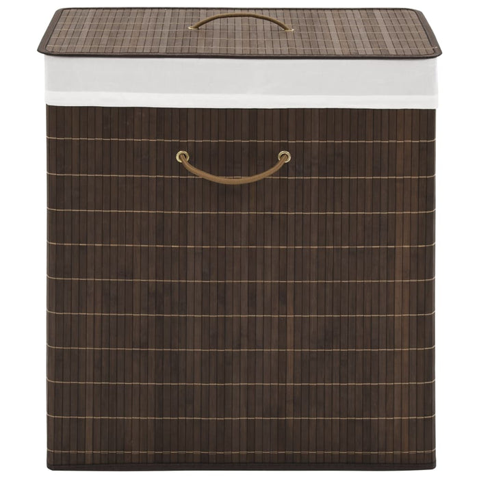 VXL Dark Brown Rectangular Bamboo Laundry Basket