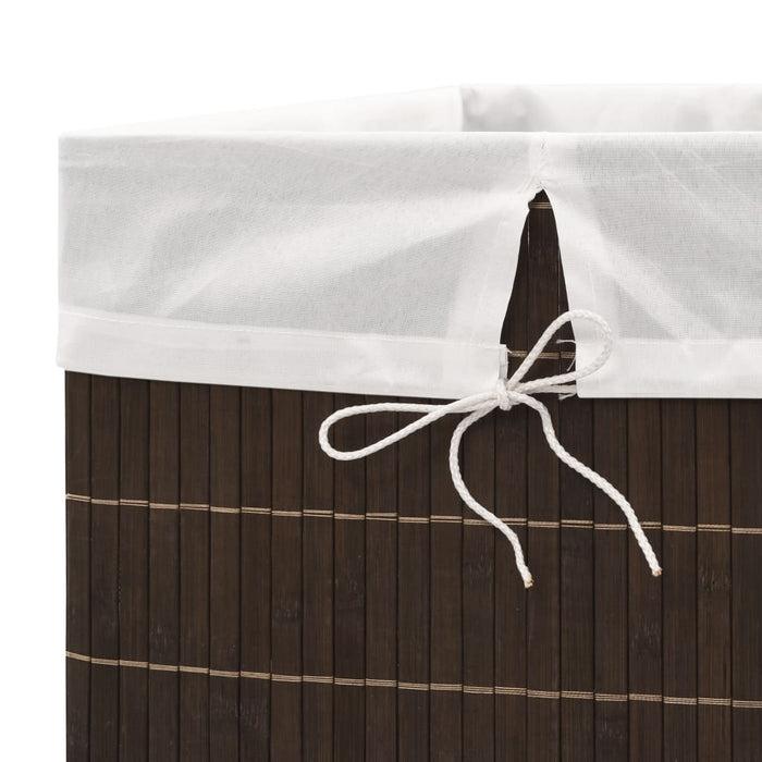 VXL Dark Brown Rectangular Bamboo Laundry Basket