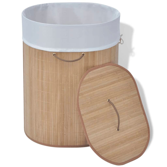 VXL Oval Bamboo Laundry Basket Natural Color
