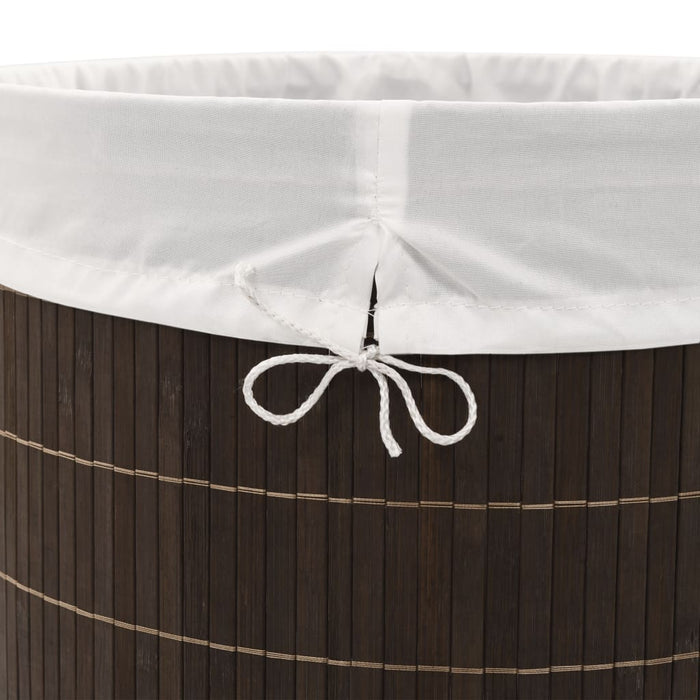 VXL Dark Brown Oval Bamboo Laundry Basket