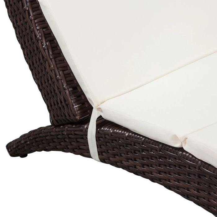 VXL Folding Lounger With Brown Synthetic Rattan Cushion