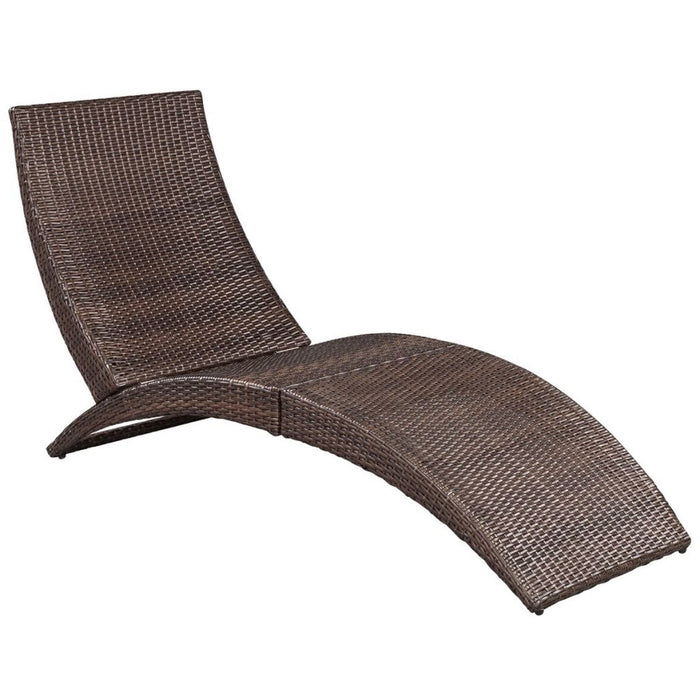 VXL Folding Lounger With Brown Synthetic Rattan Cushion