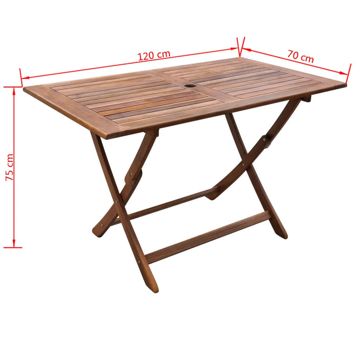 VXL Garden Table Solid Acacia Wood 120X70X75 Cm