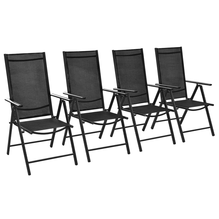 VXL Folding Garden Chairs 4 Pcs Aluminum and Textilene Black