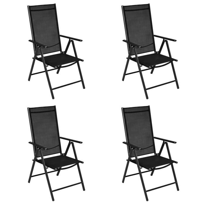 VXL Folding Garden Chairs 4 Pcs Aluminum and Textilene Black
