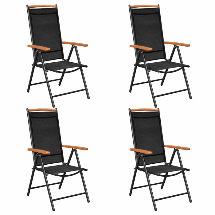 VXL Folding Garden Chairs 2 Units Aluminum Textilene Black