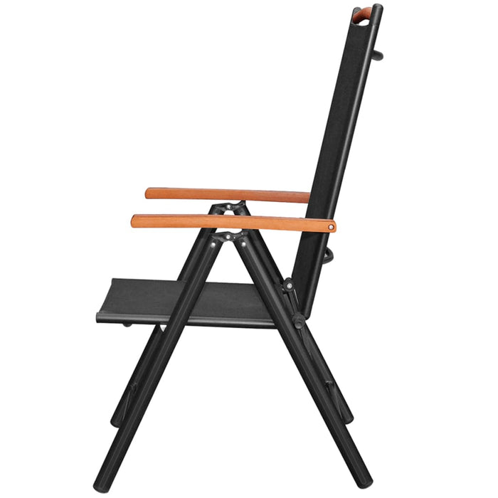 VXL Folding Garden Chairs 2 Units Aluminum Textilene Black