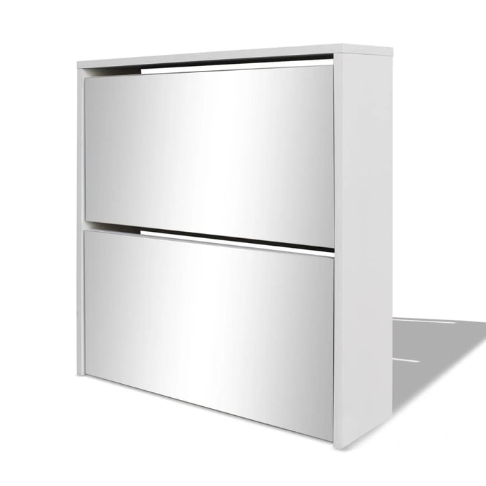 VXL White shoe cabinet with 2 compartments with mirror 63x17x67 cm