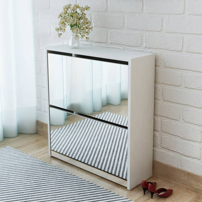 VXL Mueble zapatero blanco 2 compartimentos con espejo 63x17x67 cm —  Bañoidea
