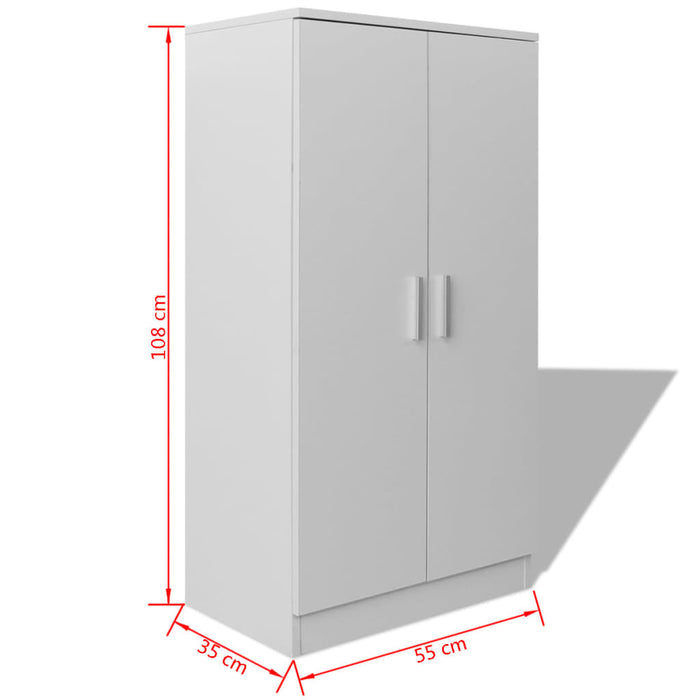 VXL White shoe cabinet with 7 shelves