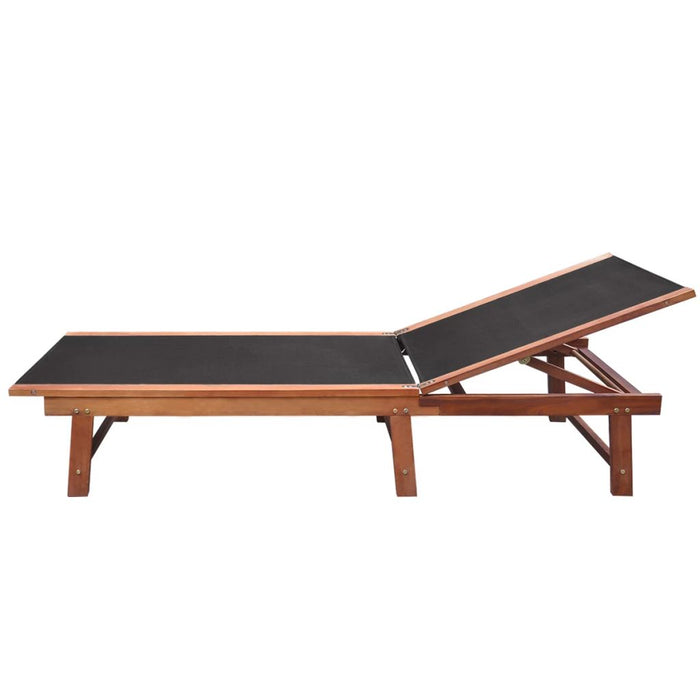 VXL Lounger with Table 2 Units Solid Acacia Wood and Textilene