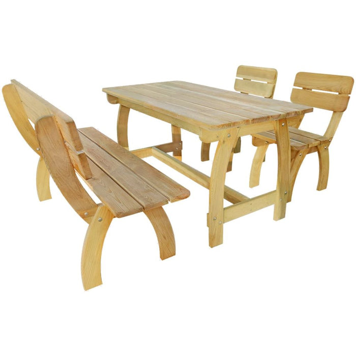 VXL Outdoor Table and Bench 4 Pieces Impregnated Pine Wood