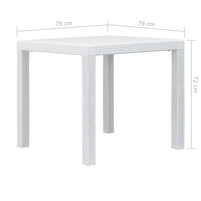 VXL White Rattan Look Plastic Garden Table 79X79X72 Cm